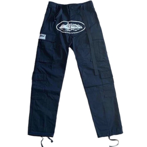 Corteiz classic cargo black whitelogo pant