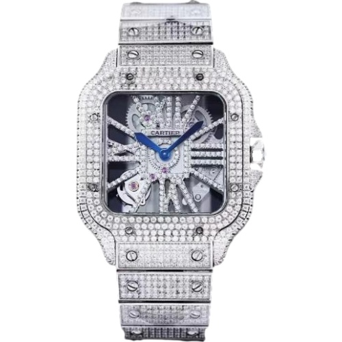 Cartier Santos Skeleton Iced Out