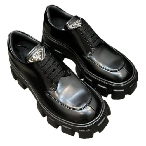 Prada Monolith patent leather lace-up shoes