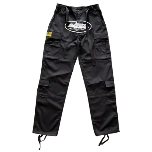 Corteiz classic cargo black whitelogo pant