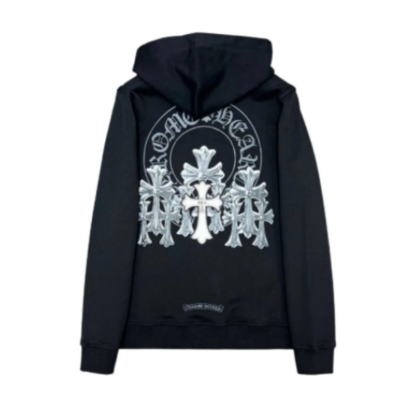 Chrome Hearts Black Hoodie with huge crosses on back