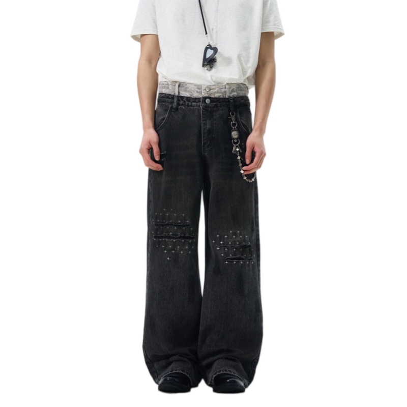 WLNEXT Shock acid washed denim