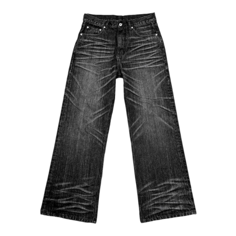 Wanna Lab Washed Chrysanthemum flared denim
