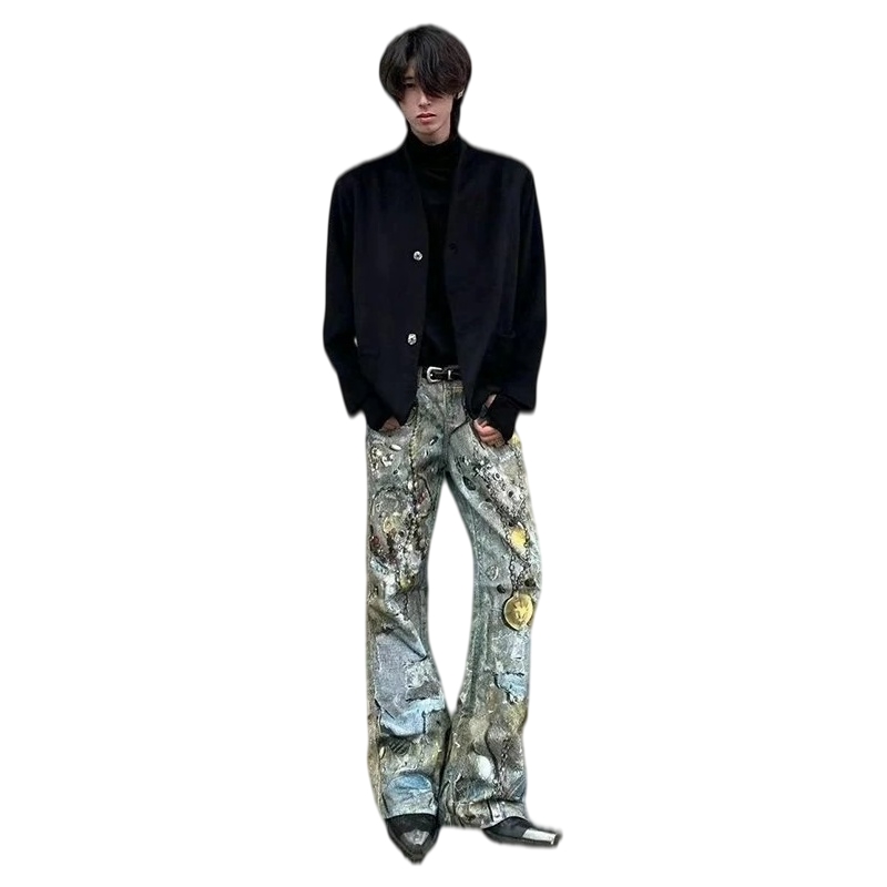 DND4DES printed trompe l’oeuil denim