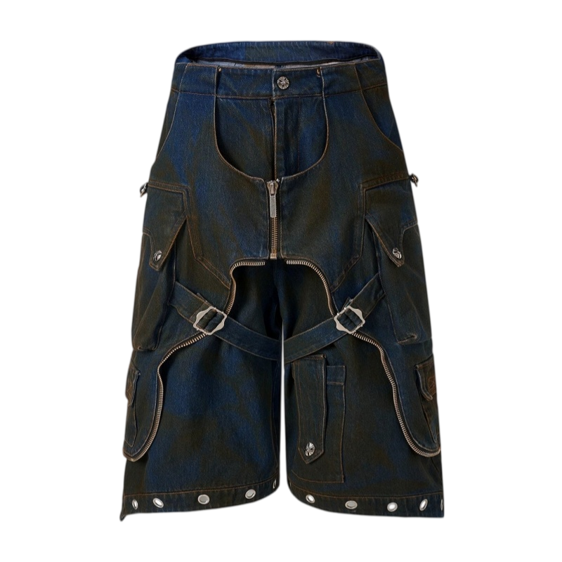Wanna Lab Distressed white denim shorts