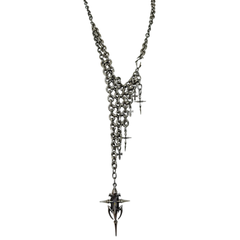 Iiimiii Fragmented Net I Series Broken Feel Patchwork Chain Necklace