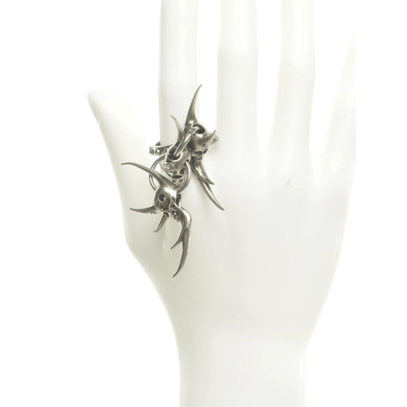 Iiimiii Black Painting Iii Series Dark Fancy Claw Hook Metal Patchwork Special-Shaped Ring