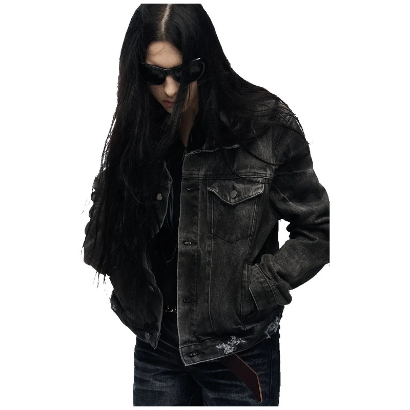 No E Mosen Lightning Crackle denim jacket