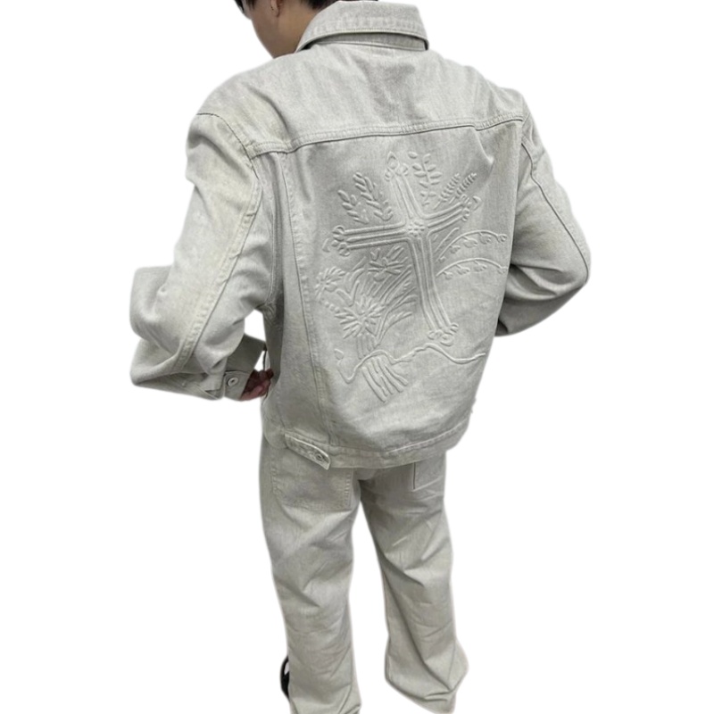 Wanna Lab Embossed cross denim jacket