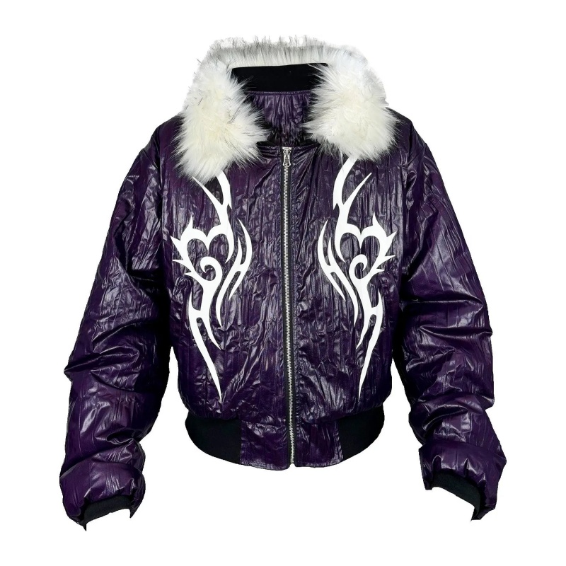 99Club Purple leather tribal jacket
