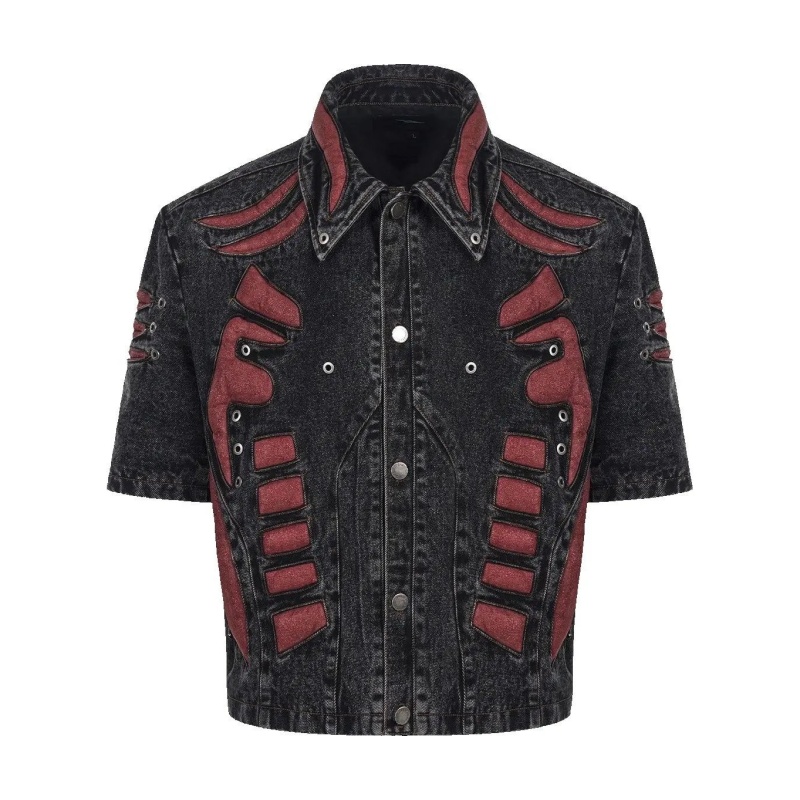 STARTEXCEEDEND Three-Dimensional skeleton patchwork denim jacket