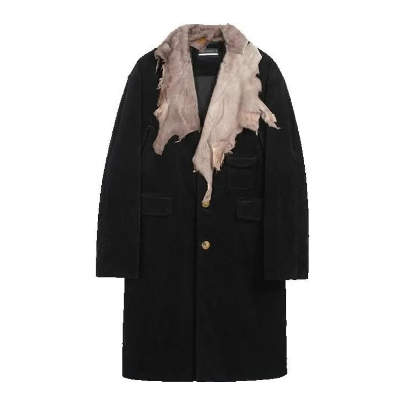 Nothingnessworld W1/Mottled Fur Collar Series Irregular Coat