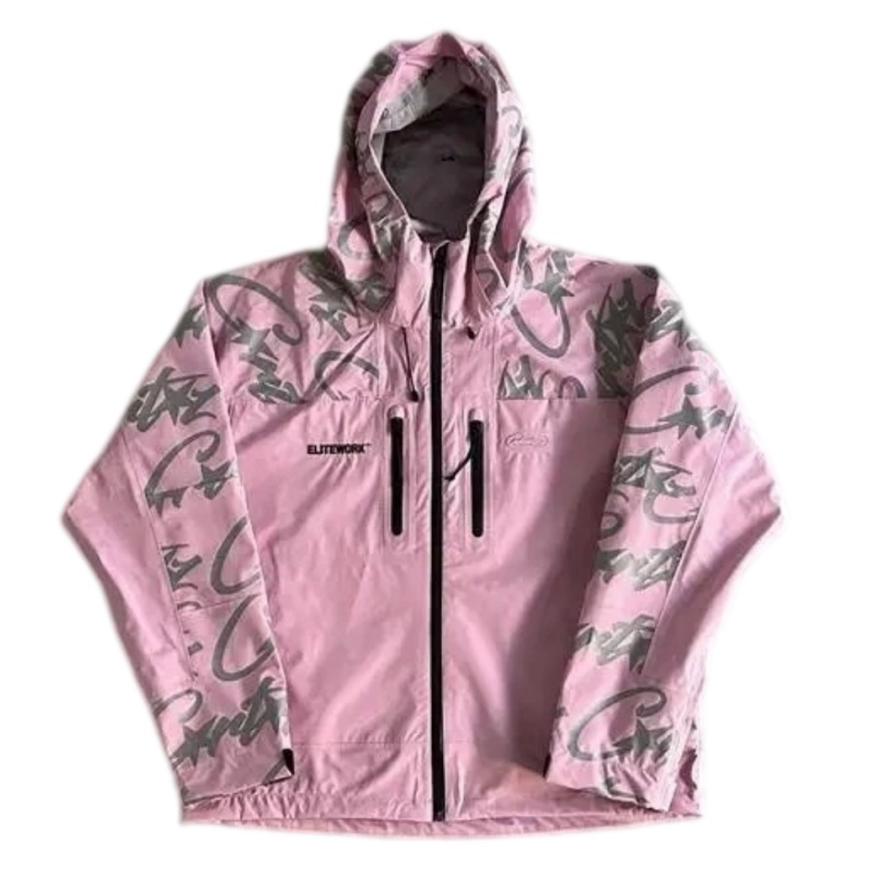 Corteiz Pink Windbreaker with Monogram on Sleeves