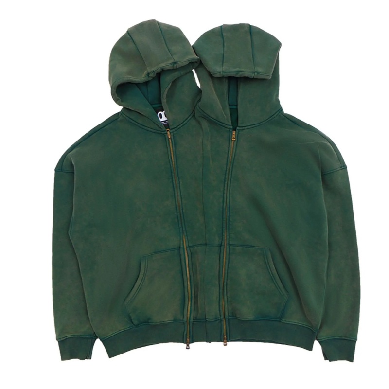 Nothingnessworld 23Aw „Confusion” Series Double Hood Distressed zip-up